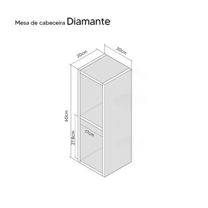 Imagem de Mesa De Cabeceira Pequena 20x20x60cm Diamante Freijó Quarto Sala