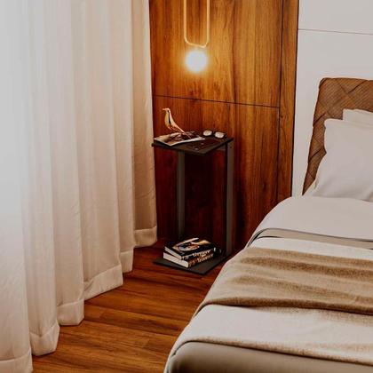 Imagem de Mesa De Cabeceira Pequena 30x30x65cm Preta Quarto Sala