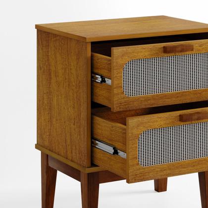 Imagem de Mesa de Cabeceira Pés de Madeira Estilo Retro 45cm Para Cama