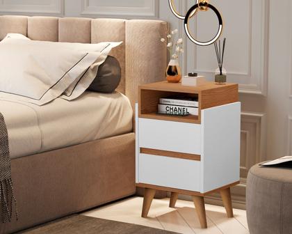 Imagem de Mesa de Cabeceira Pés Palito 2 Gavetas Veronica Cores - Comprar Moveis em Casa