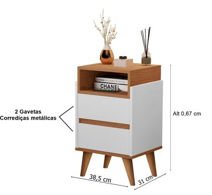 Imagem de Mesa de Cabeceira Pés Palito 2 Gavetas Veronica Cores - Comprar Moveis em Casa