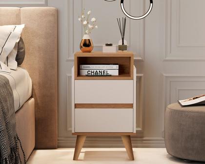 Imagem de Mesa de Cabeceira Pés Palito 2 Gavetas Veronica Cores - Comprar Moveis em Casa