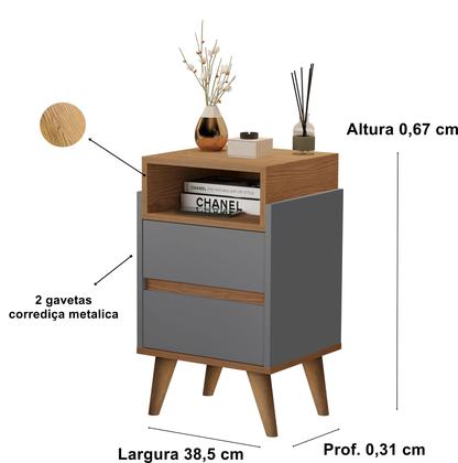 Imagem de Mesa de Cabeceira Pés Palito 2 Gavetas Veronica Plus Cores - Comprar Moveis para sua Casa