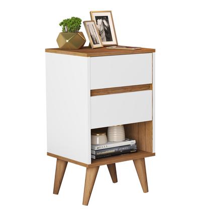 Imagem de Mesa de cabeceira pés palito criado 2 gavetas 1 nicho Duda Retrô Pés Palitos Cores