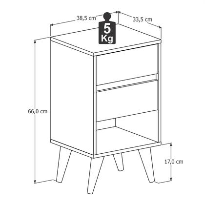 Imagem de Mesa de cabeceira pés palito criado 2 gavetas 1 nicho Duda Retrô Pés Palitos Cores