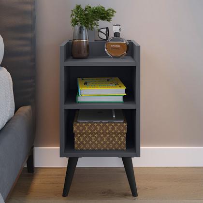 Imagem de Mesa de Cabeceira Pés Palito estilo retrô Max cor Cinza - Comprar Móveis em Casa