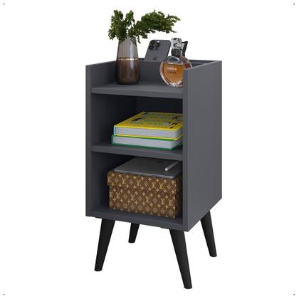 Imagem de Mesa de Cabeceira Pés Palito estilo retrô Max cor Cinza - Comprar Móveis em Casa