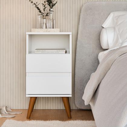 Imagem de Mesa de Cabeceira Pop 2 Gavetas Retrô Pés Palito