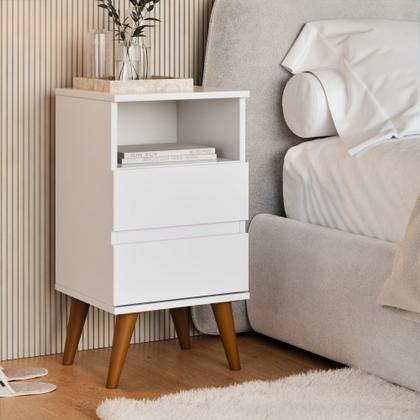 Imagem de Mesa de Cabeceira Pop 2 Gavetas Retrô Pés Palito