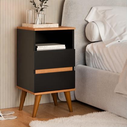 Imagem de Mesa de cabeceira Pop Com 2 Gavetas Nicho e Pés Palito