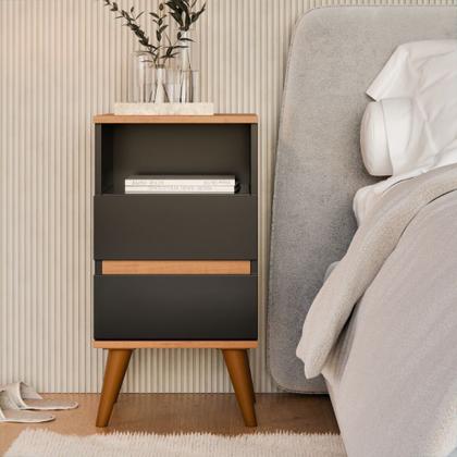 Imagem de Mesa de cabeceira Pop Com 2 Gavetas Nicho e Pés Palito