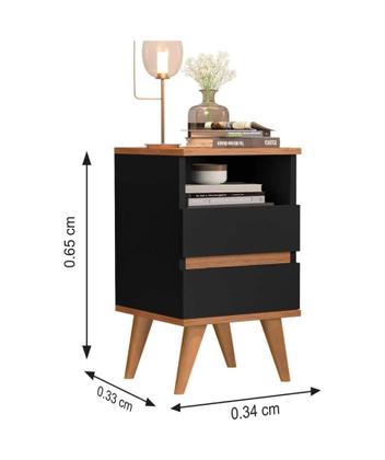 Imagem de Mesa de cabeceira Pop Com 2 Gavetas Nicho e Pés Palito