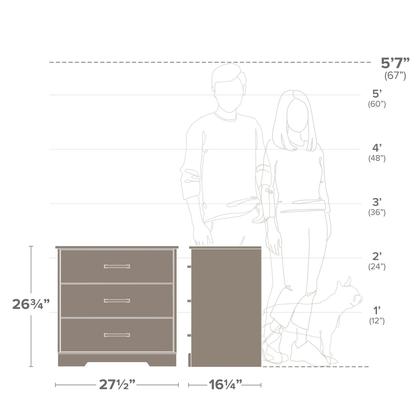 Imagem de Mesa de cabeceira Prepac Rustic Ridge Farmhouse branca/carvalho 3 gavetas