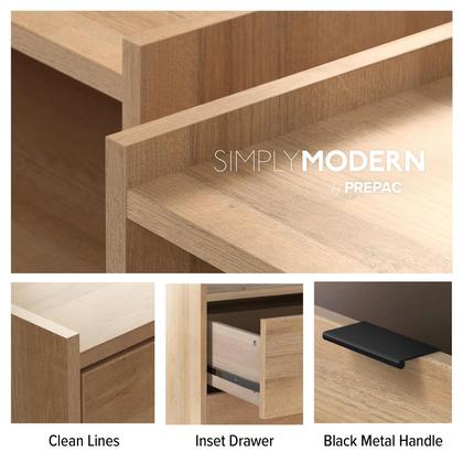 Imagem de Mesa de cabeceira Prepac Simply Modern Natural Oak 3 gavetas