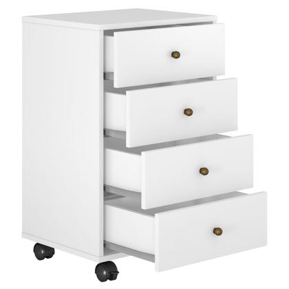 Imagem de Mesa de Cabeceira Presence 4 Gavetas 45 cm c/ Rodinha - Criado Demobile