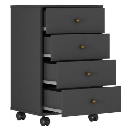 Imagem de Mesa de Cabeceira Presence 4 Gavetas 45 cm c/ Rodinha - Criado Demobile