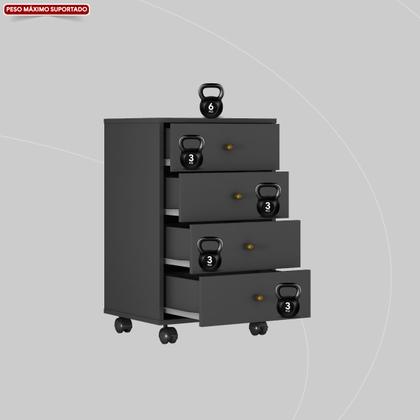 Imagem de Mesa de Cabeceira Presence 4 Gavetas 45 cm c/ Rodinha - Criado Demobile