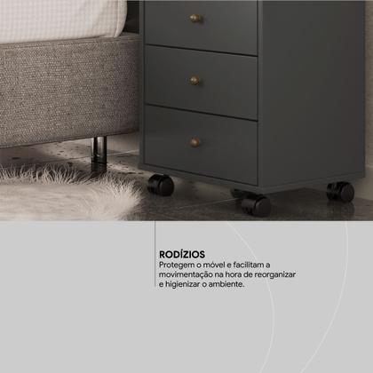 Imagem de Mesa de Cabeceira Presence 4 Gavetas 45 cm c/ Rodinha - Criado Demobile