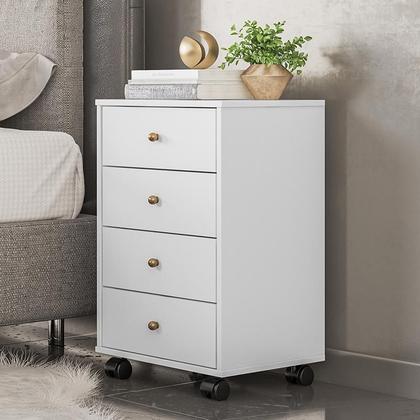 Imagem de Mesa de Cabeceira Presence 4 Gavetas Branco - Demóbile