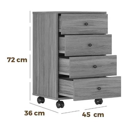 Imagem de Mesa de Cabeceira Presence com 4 Gavetas Demobile Cor Amendoa