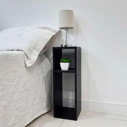 Imagem de Mesa de Cabeceira Preta Cama Solteiro Quarto Sala 20cm