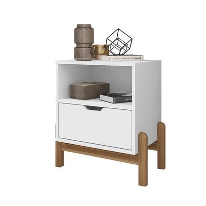 Imagem de Mesa de Cabeceira Quarto Antares 1 Gaveta Pés Madeira Maciça