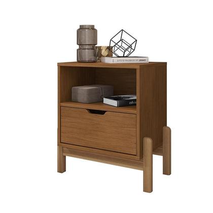 Imagem de Mesa de Cabeceira Quarto Antares 1 Gaveta Pés Madeira Maciça