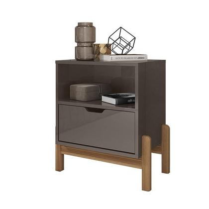 Imagem de Mesa de Cabeceira Quarto Antares 1 Gaveta Pés Madeira Maciça