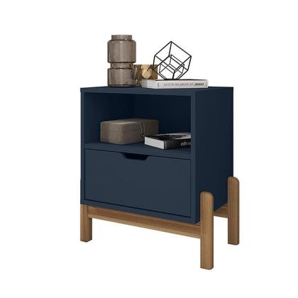 Imagem de Mesa de Cabeceira Quarto Antares 1 Gaveta Pés Madeira Maciça