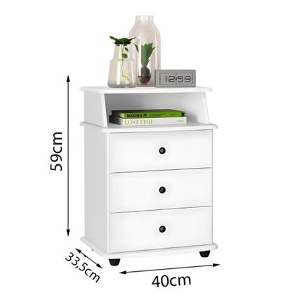 Imagem de Mesa de cabeceira Quarto luxo com 3 gavetas e nicho Freijó