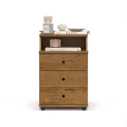 Imagem de Mesa de cabeceira Quarto luxo com 3 gavetas e nicho Freijó