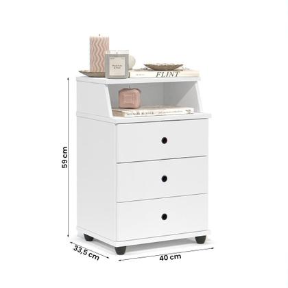 Imagem de Mesa de Cabeceira Quarto Luxo New com 3 Gavetas