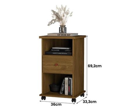 Imagem de Mesa de Cabeceira Quarto Otto com 1 Gaveta e Rodízios