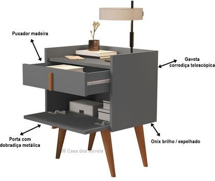 Imagem de Mesa De Cabeceira Quarto Retrô Decorativa Canto Lateral - Davi G2 Plus
