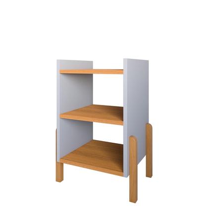 Imagem de Mesa De Cabeceira Quarto Sofia Com Prateleiras Moderna Pé Em Madeira Maciça