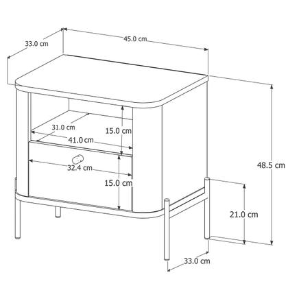 Imagem de Mesa de Cabeceira Quarto Tucupí Slim 1 Gaveta e Pés de Metal
