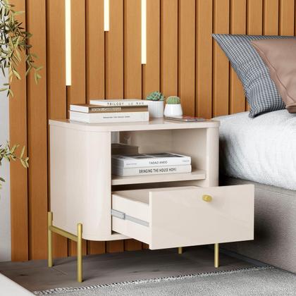 Imagem de Mesa de Cabeceira Quarto Tucupí Slim 1 Gaveta e Pés de Metal