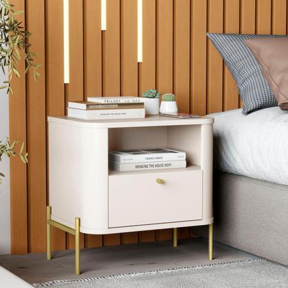 Imagem de Mesa de Cabeceira Quarto Tucupí Slim 1 Gaveta e Pés de Metal