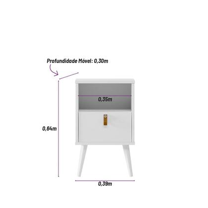 Imagem de Mesa de Cabeceira Retrô 1 Gaveta Búzios Linea Brasil