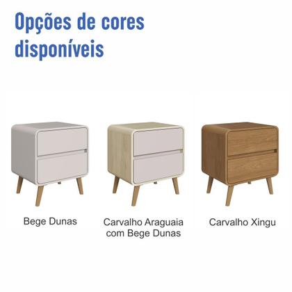 Imagem de Mesa de Cabeceira Retrô 2 Gavetas Cantos Arredondados com Pés Palito e Corrediça Telescópica