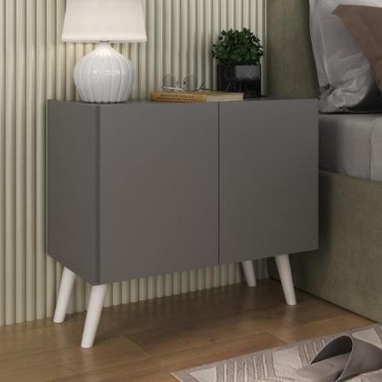 Imagem de Mesa De Cabeceira Retrô 2 Portas Multimóveis Mp4133 Grafite/branca Grafite/branco