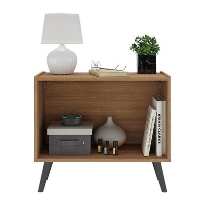 Imagem de Mesa De Cabeceira Retrô 2 Portas Multimóveis Mp4133 Rustic/preta Rustic/preto