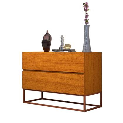 Imagem de Mesa De Cabeceira Retrô Alto Padrão Com 2 Gavetas Base Cobre