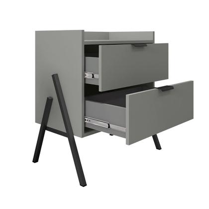 Imagem de Mesa de Cabeceira Retrô com 2 Gavetas Asher 45cm - Cinza