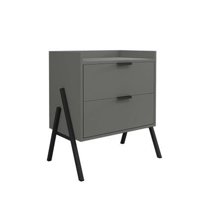 Imagem de Mesa de Cabeceira Retrô com 2 Gavetas Asher 45cm - Cinza