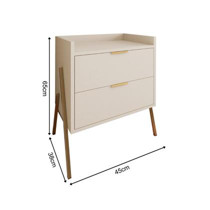 Imagem de Mesa de Cabeceira Retrô com 2 Gavetas Asher 45cm - Off White