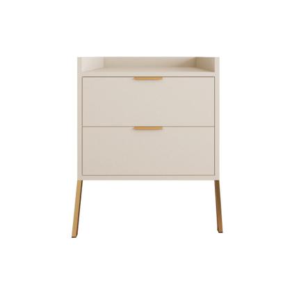 Imagem de Mesa de Cabeceira Retrô com 2 Gavetas Asher 45cm - Off White