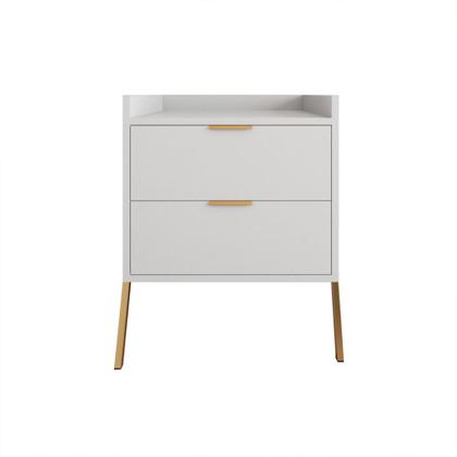 Imagem de Mesa de Cabeceira Retrô com 2 Gavetas Asher 63cm - Branco