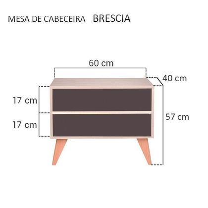 Imagem de Mesa de Cabeceira Retrô com Portas Bréscia Carvalho e Grafite
