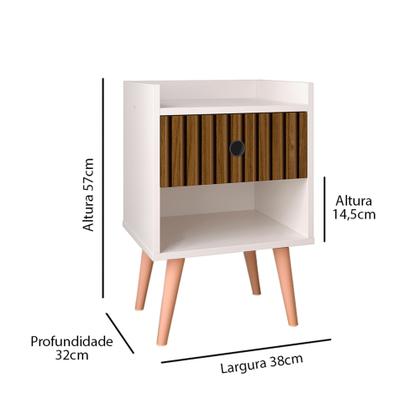 Imagem de Mesa de Cabeceira Retro Decore 1 Gaveta e Nicho Pés Palito Cores Disponiveis